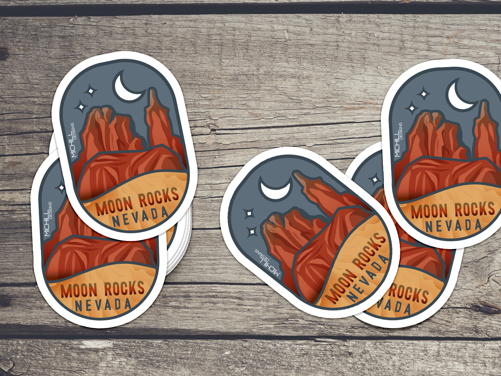 Moon Rocks Nevada - Original Design Sticker  - weatherproof